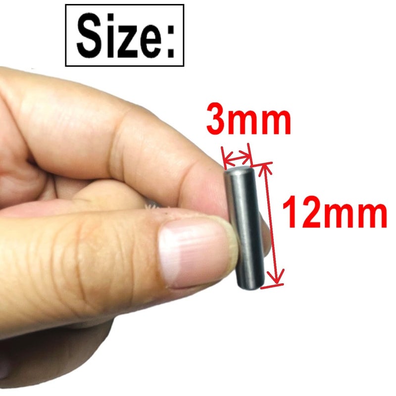 ZDingTech 60pcs 3mm x 12mm Dowel Pins,3mm Metal Dowel pins M3 3mm Shelf Pegs,Support Shelves,Metal Rod.Bearings Alloy Steel Wood Bunk Bed pegs - Image 3